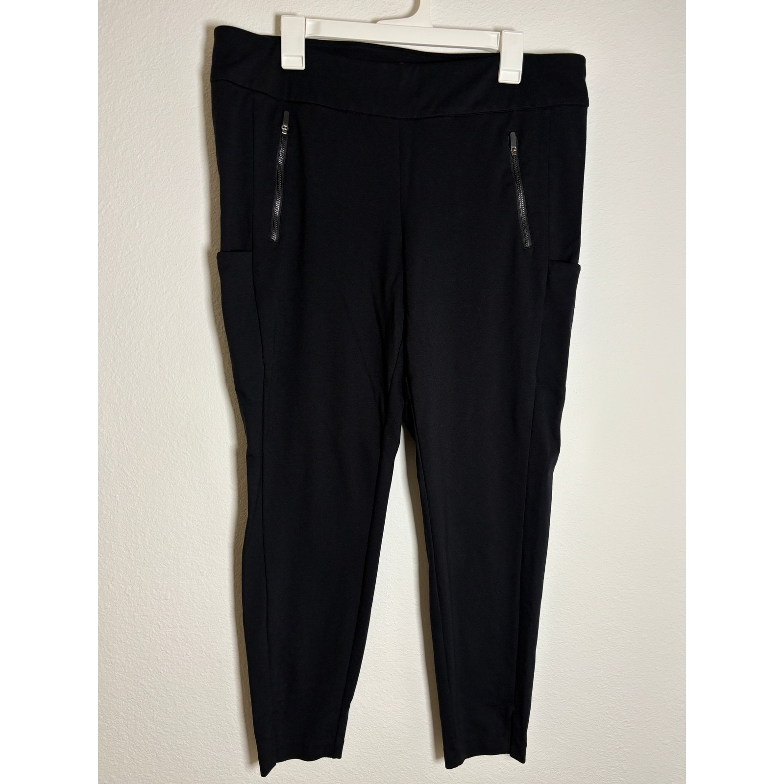 Gaiam Black Yoga Pants Womens Xl Zipper Pockets High Rise Athletic Leggings